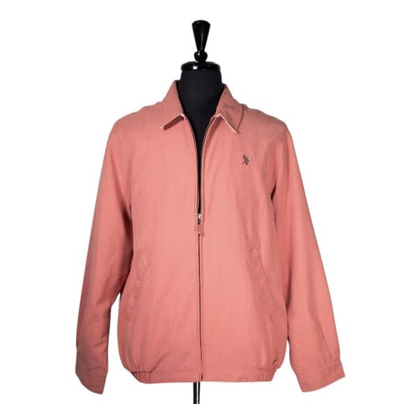 Peter Millar Other - Peter Millar Mens Jacket Bomber Pink Golf Windbreaker Full Zip Lined Logo Medium